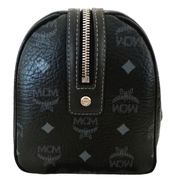 MCM Visetos Boston Black Leather Purse Handbag with Dust Bag & Hang Tag LIKE NEW - Picture 7 of 11